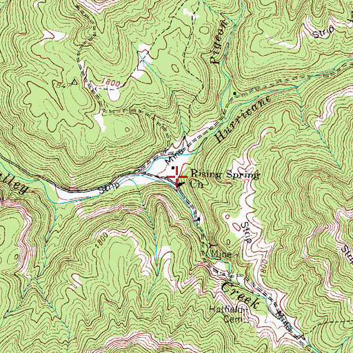 Topographic Map of Rising Springs School (historical), TN