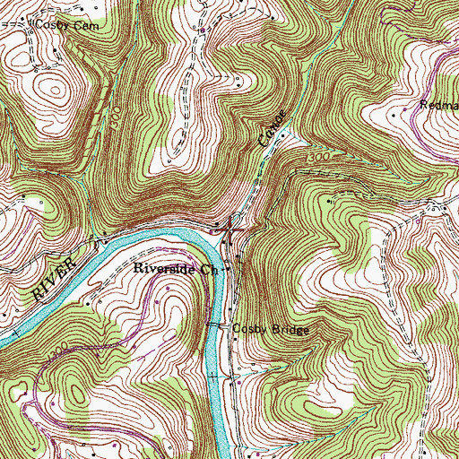 Topographic Map of Riverside School (historical), TN