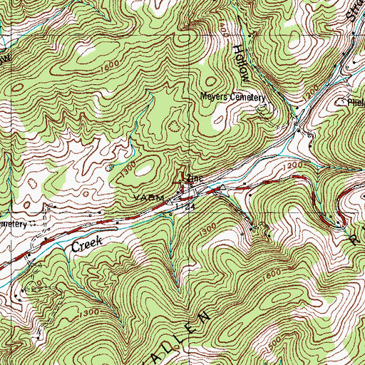 Topographic Map of Straight Creek Mines, TN