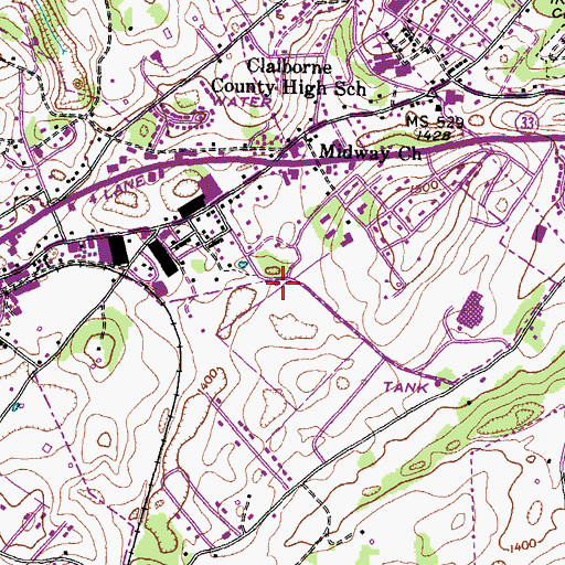 Topographic Map of Tazewell-New Tazewell Elementary School, TN