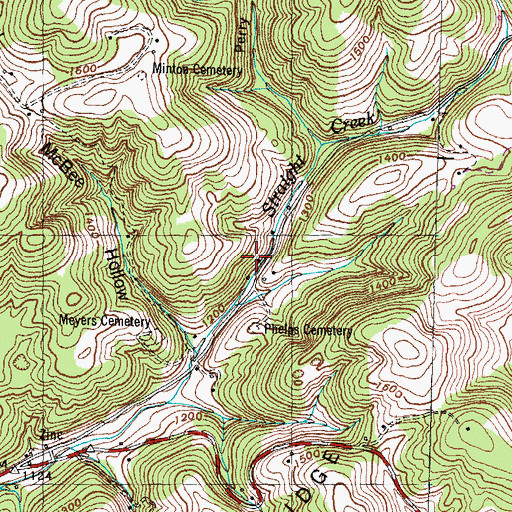 Topographic Map of Upper Straight Creek School (historical), TN
