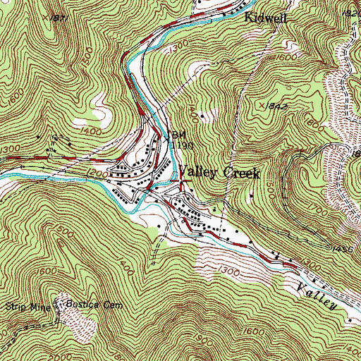Topographic Map of Valley Creek School (historical), TN