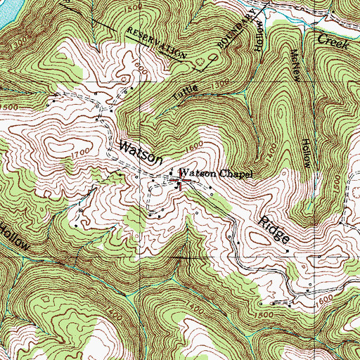Topographic Map of Watson School (historical), TN