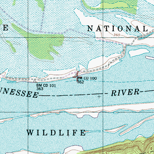 Topographic Map of McCallie Landing, TN