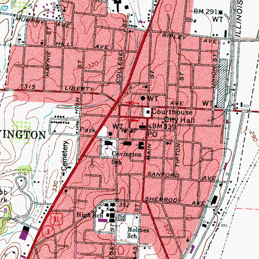Topographic Map of Associated Reformed Presbyterian Church of Covington, TN