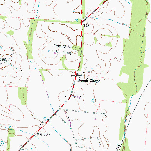 Topographic Map of Beech Chapel Cemetery, TN