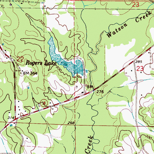 Topographic Map of Rogers Dam, AL