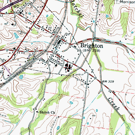 Topographic Map of Brighton School (historical), TN
