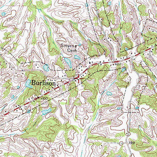Topographic Map of Burlison School (historical), TN