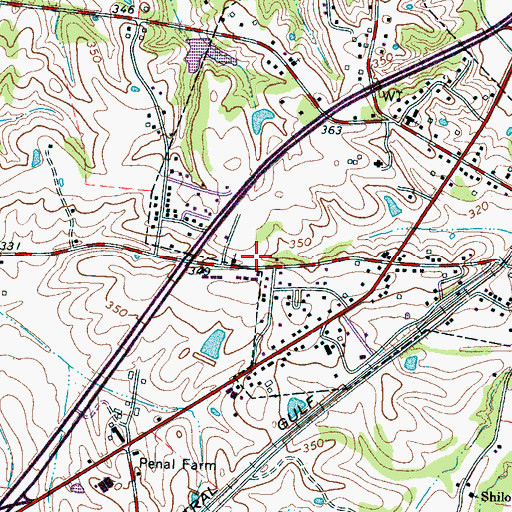 Topographic Map of Center School (historical), TN