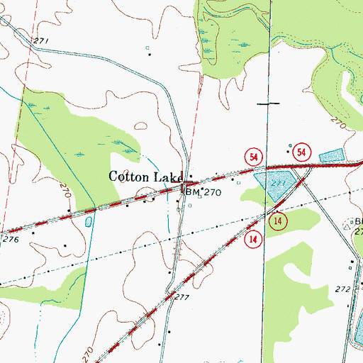 Topographic Map of Cotton Lake Church (historical), TN