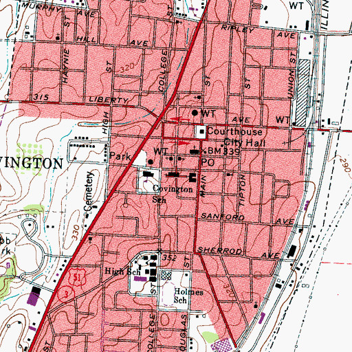 Topographic Map of First United Methodist Church, TN