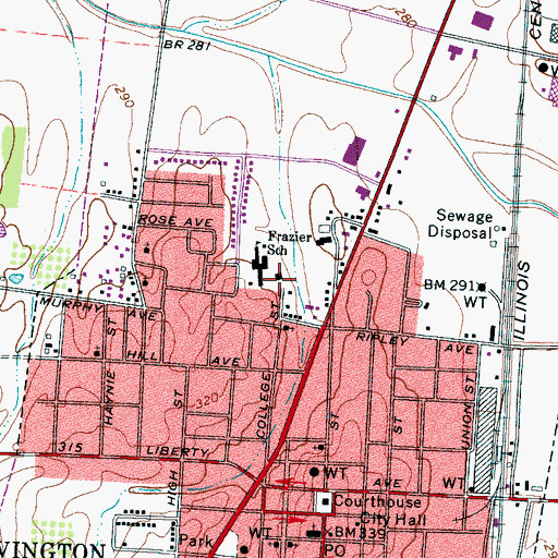 Topographic Map of Frazier Recreation Center, TN
