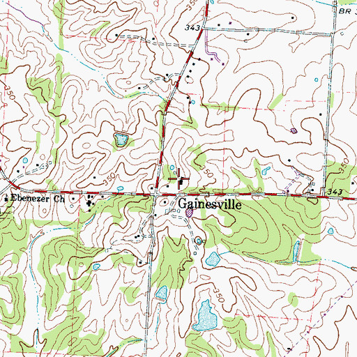 Topographic Map of Gainesville School (historical), TN