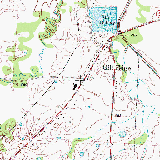 Topographic Map of Gilt Edge Church of Christ, TN