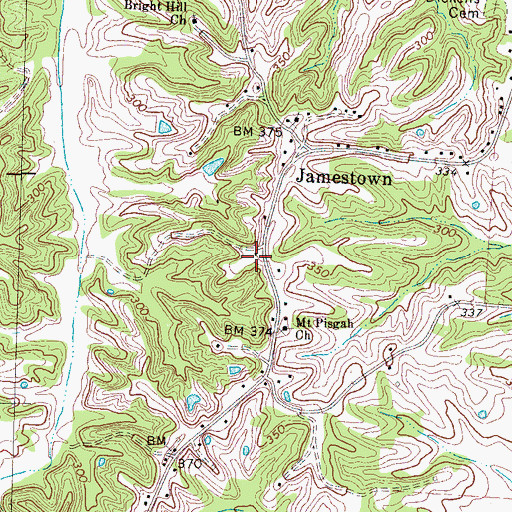Topographic Map of Jamestown School (historical), TN