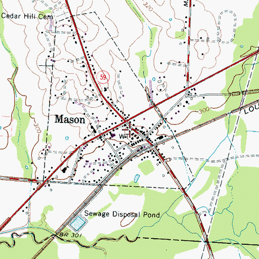 Topographic Map of Mason City Hall, TN