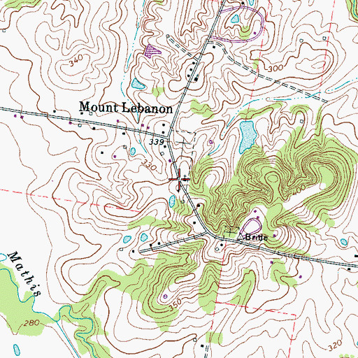 Topographic Map of Mount Lebanon Church, TN