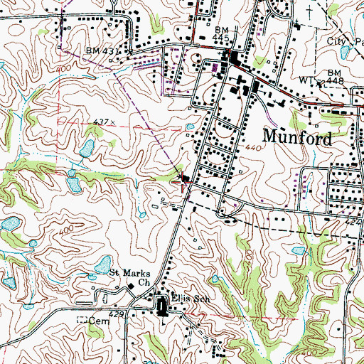 Topographic Map of Munford Church of Christ, TN