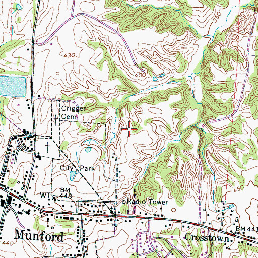 Topographic Map of Munford Elementary School, TN