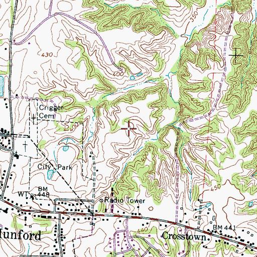 Topographic Map of Munford High School, TN