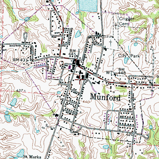 Topographic Map of Munford Memorial Library, TN