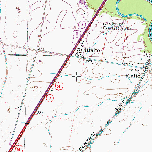 Topographic Map of Rialto Industrial Park, TN