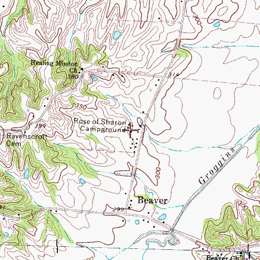 Topographic Map of Rose of Sharon Campground Church, TN
