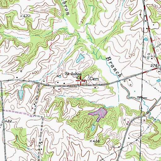 Topographic Map of Saint Johns Cemetery, TN