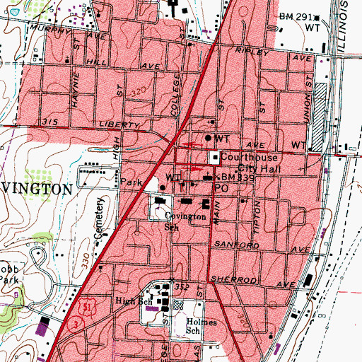 Topographic Map of Saint Matthews Episcopal Church, TN