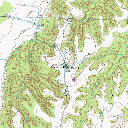 Topographic Map of Saint Paul School (historical), TN