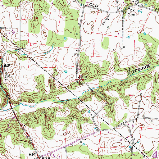 Topographic Map of Morris Cemetery, TN