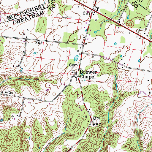 Topographic Map of Brewer School (historical), TN