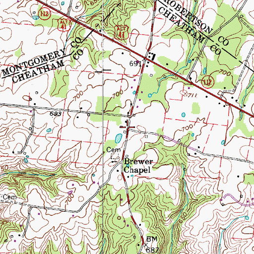 Topographic Map of Lipscomb Store (historical), TN