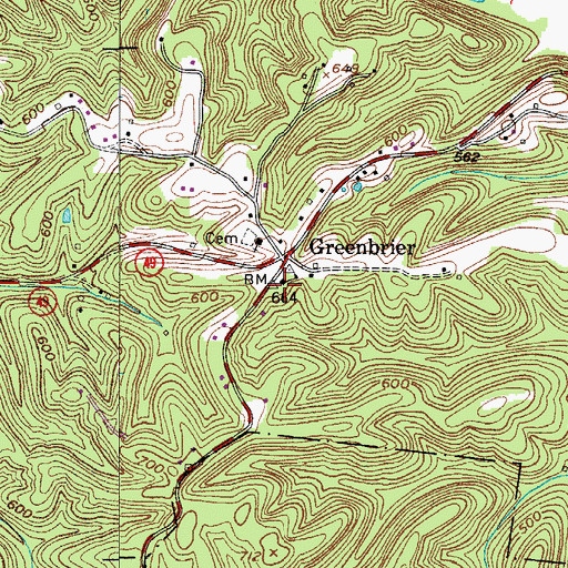 Topographic Map of Greenbrier School (historical), TN