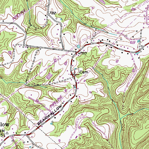 Topographic Map of Bearwallow Church, TN