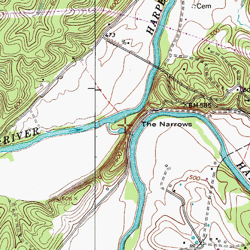 Topographic Map of Patterson Forge (historical), TN
