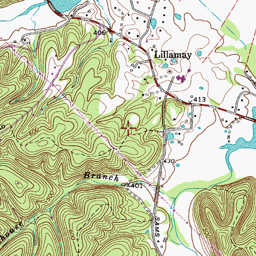 Topographic Map of Lillamay School (historical), TN