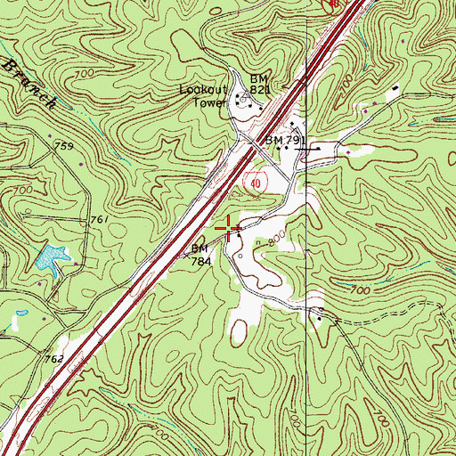 Topographic Map of Bar School (historical), TN