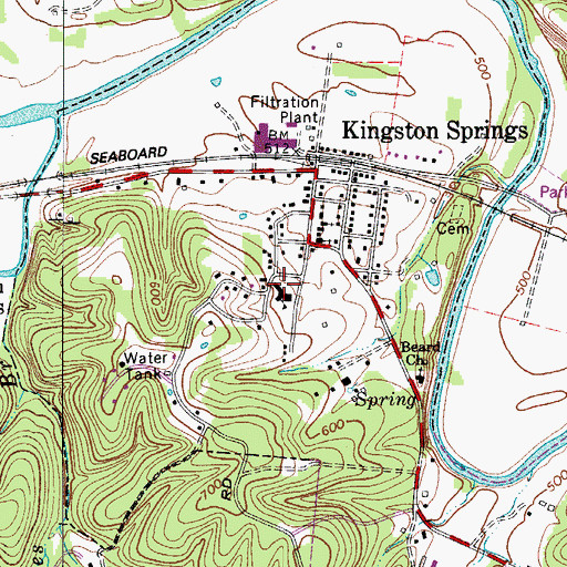 Topographic Map of Kingston Springs Elementary School, TN