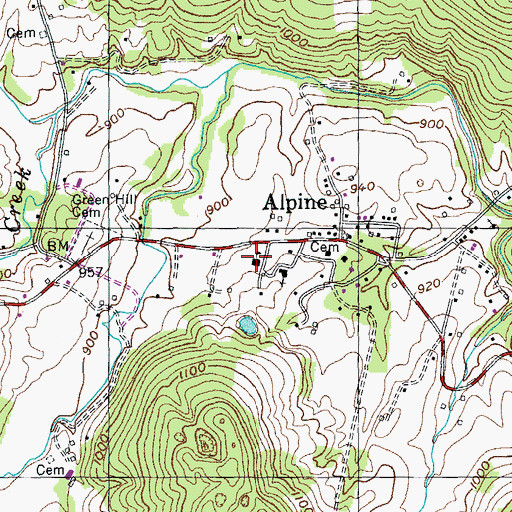 Topographic Map of Alpine School (historical), TN