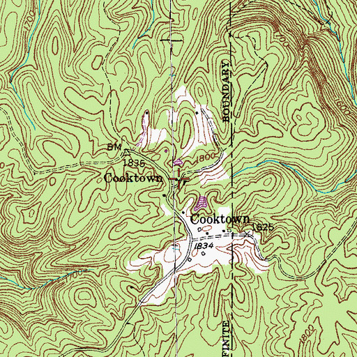 Topographic Map of Cooktown School (historical), TN
