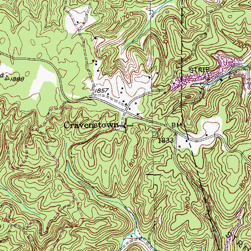 Topographic Map of Cravenstown School (historical), TN