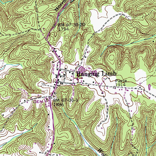 Topographic Map of Hanging Limb School (historical), TN