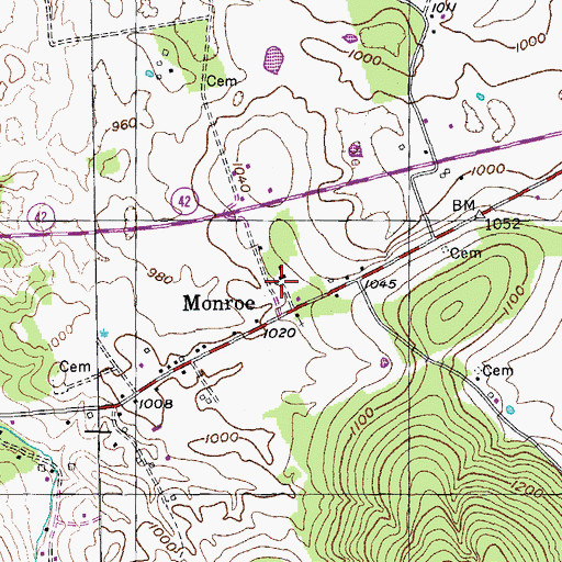 Topographic Map of Monroe School (historical), TN