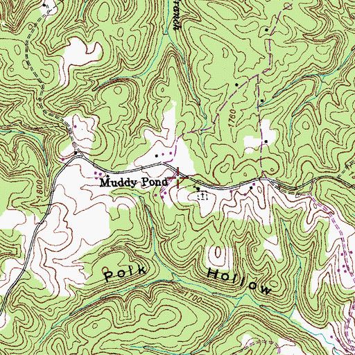 Topographic Map of Muddy Pond School (historical), TN