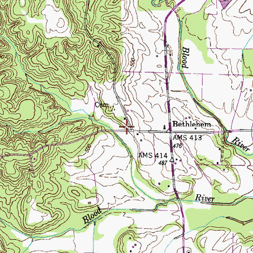Topographic Map of Adams School (historical), TN