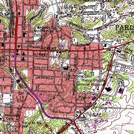 Topographic Map of Atkins Porter School, TN