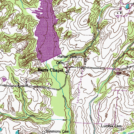 Topographic Map of Barris Chapel School (historical), TN