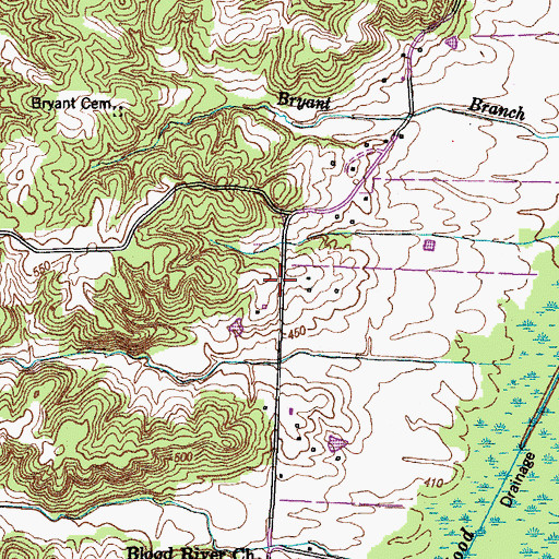 Topographic Map of Blood River School (historical), TN